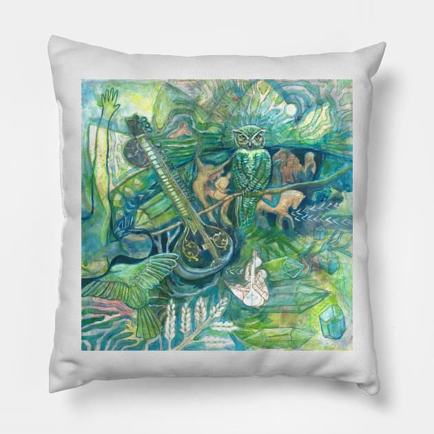 Emerald Wisdom Pillow by BethDAngelo