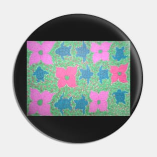 Flowers and Turtles Tropical Pattern Fun Pin