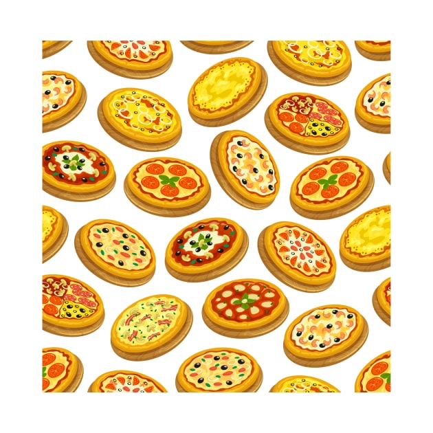 Pizza Seamless Pattern. Italian Cuisine Background by JAG2B