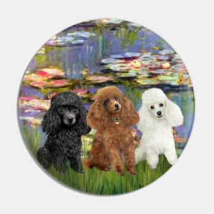 Lily Pond by Claude Monet Adapted to Feature Three Toy Poodles Pin