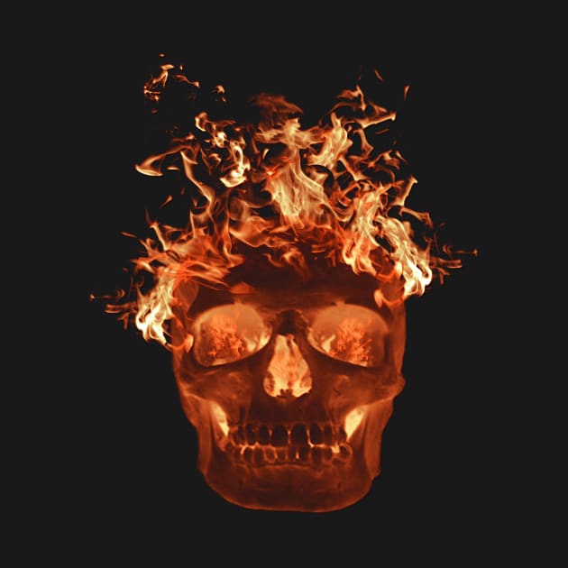 Orange Flame Skull by Atteestude