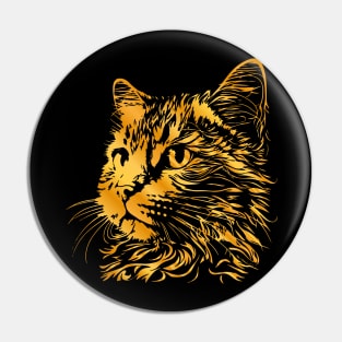 Gold cat, cute face cat with gold colors for cats lovers Pin