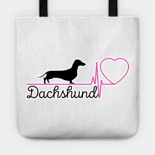 I love dachshunds pink heart Tote