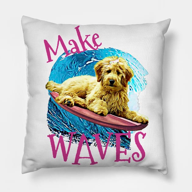 WAVES Goldendoodle Pillow by Witty Things Designs