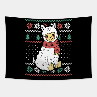 Festive Llama Holiday Cheer Tapestry