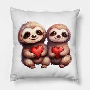 Valentine Sloth Couple Pillow