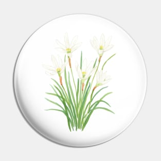 white rain lily watercolor flowers Pin