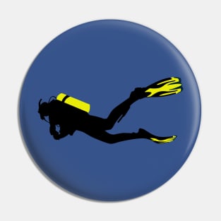 Sport stylized - diver with diver bottle and fins Pin