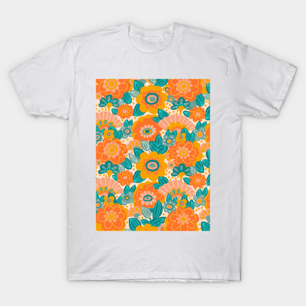 Discover Orange Floral Print - Floral Design - T-Shirt