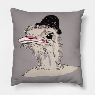 ostrich with hat drawing Pillow