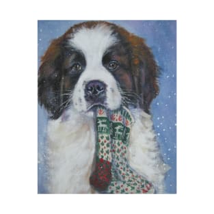 St Bernard Christmas Fine Art Painting T-Shirt