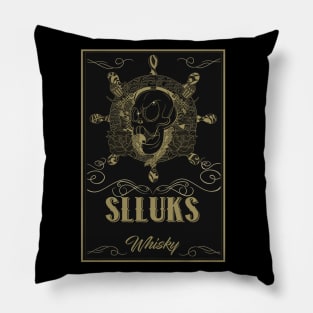 Tasteful Slluks whiskey logo design Pillow