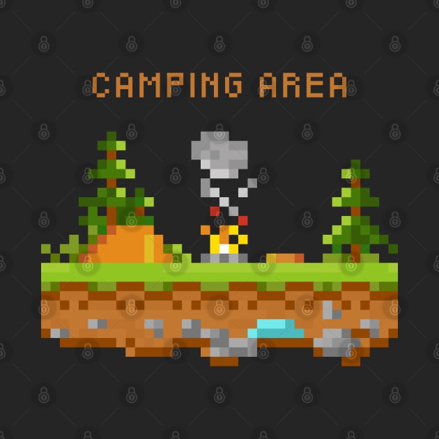 Pixel camping area with campfire by Wahyuwm48