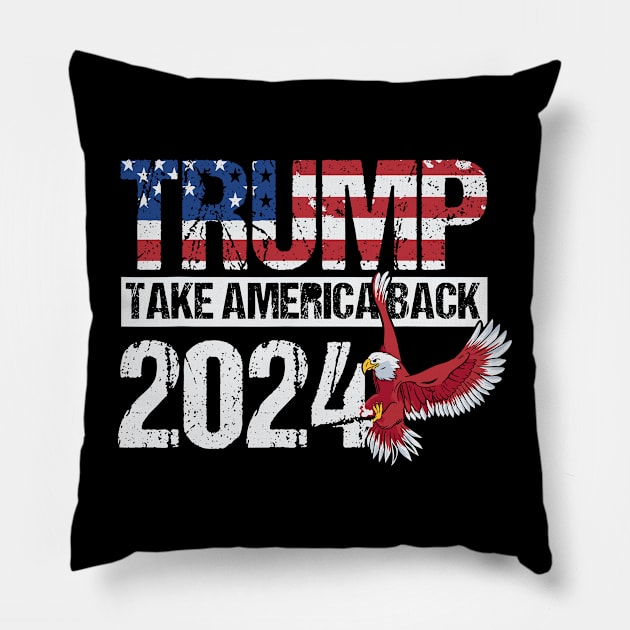 Trump 2024 flag take America back men women - Trump 2024 Pillow by SmilArt