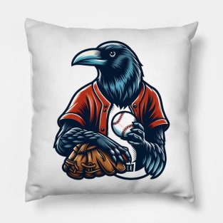 crows play baseball Pillow