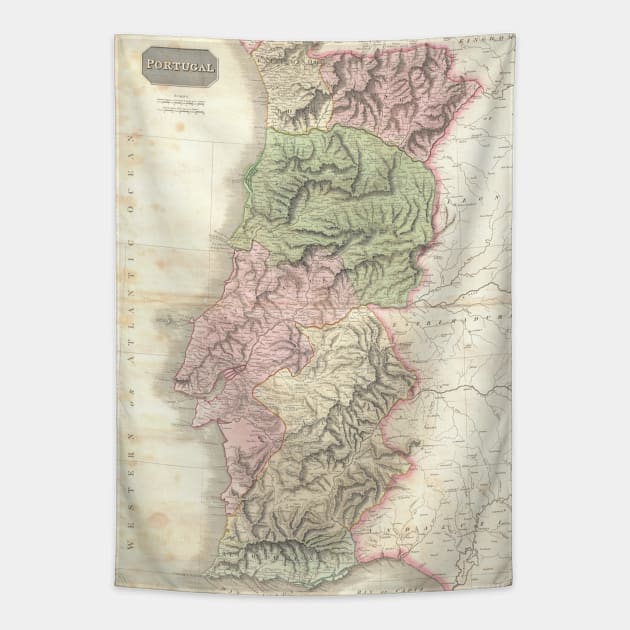 Vintage Map of Portugal (1818) Tapestry by Bravuramedia