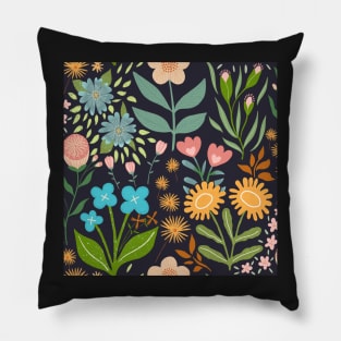 Flower garden on black Pillow