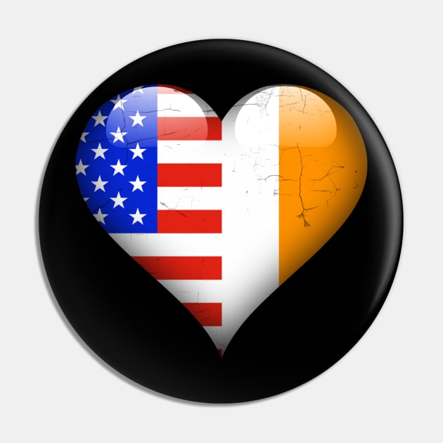 Half American Half Irish - Gift for Irish From Ireland Pin by Country Flags
