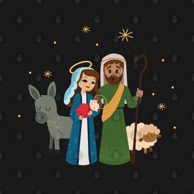 Christmas Nativity Family holding Baby Jesus by 513KellySt