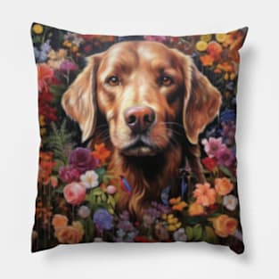 Cute floral dog, labrador dog Pillow