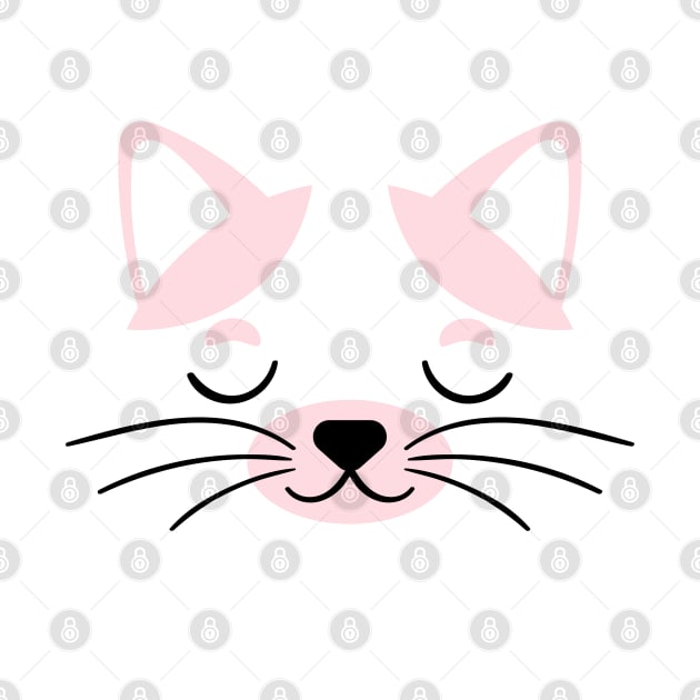 Cute Pink and white Cat face by Syressence