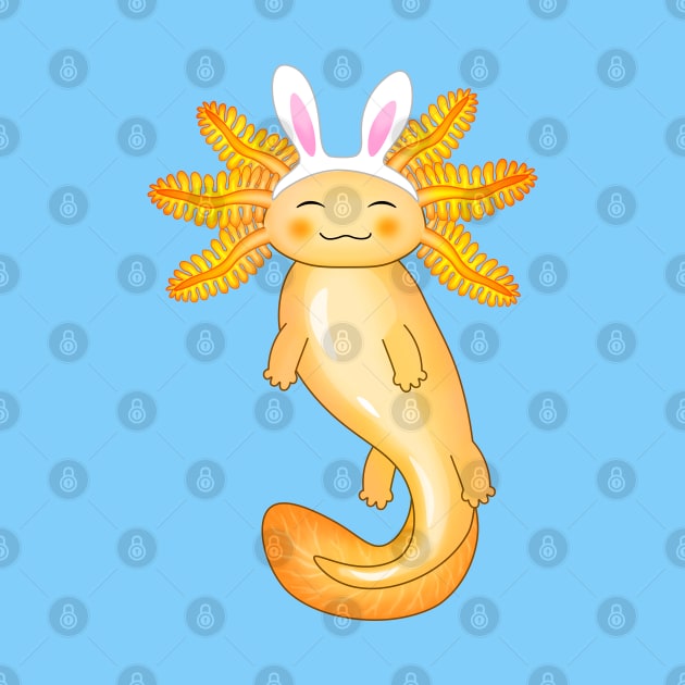 Cute Golden Easter Axolotl by Purrfect