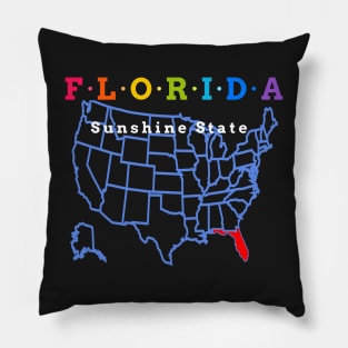 Florida, USA. Sunshine State - With Map Pillow