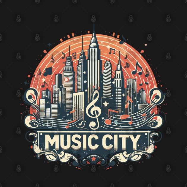 Retro Vintage Music City by TomFrontierArt