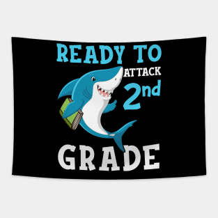 Kids Shark Ready To Attack Second Grade First Day of School Tapestry