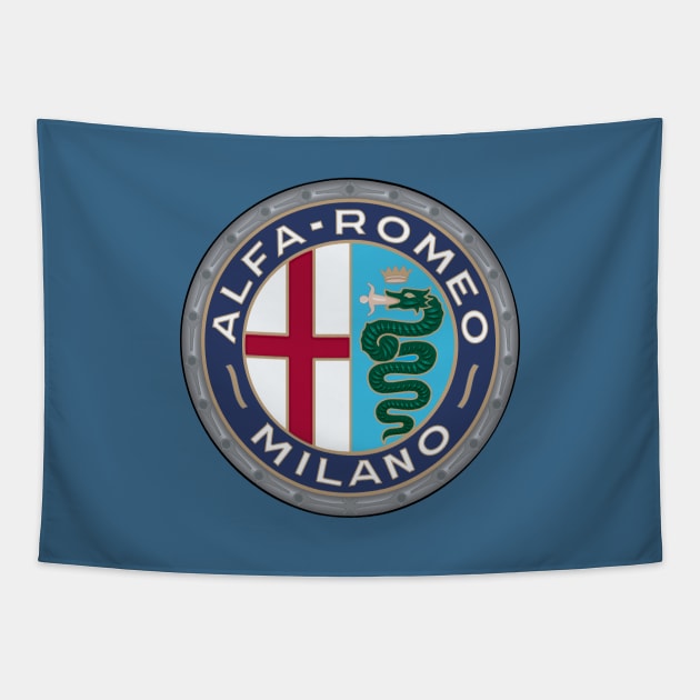 Alfa Romeo Milano Vintage logo Tapestry by fmDisegno