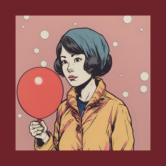 Handsome Asian Woman with Balloon by KOTYA