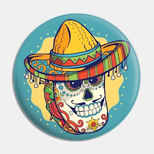 Day of the Dead Sugar Skull Taco with Sombrero Pin