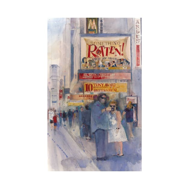 Something Rotten - Broadway Musical - Selfie - New York Theatre District Watercolor by dfrdesign