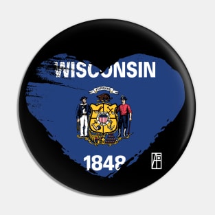 U.S. State - I Love Wisconsin - Wisconsin Flag Pin