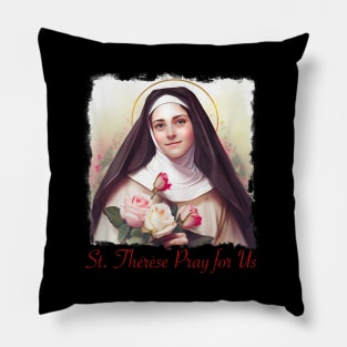 St Therese of Lisieux Little Flower Rose Catholic Saint Pillow