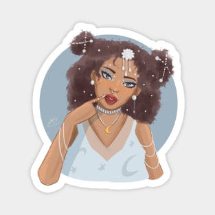 Moon Girl Portrait Illustration Magnet