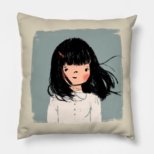 Girl with Bangs Pillow