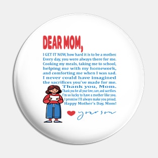 Child's Heartfelt Gratitude to Mom Pin