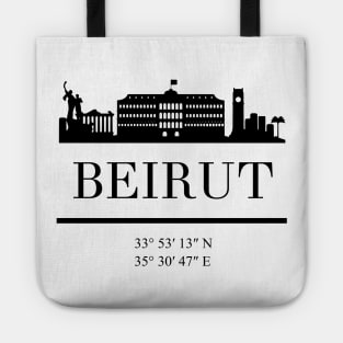 BEIRUT LEBANON BLACK SILHOUETTE SKYLINE ART Tote