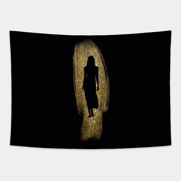 My woman is walking to me.  Live woman walking. Tapestry by FredGarden8