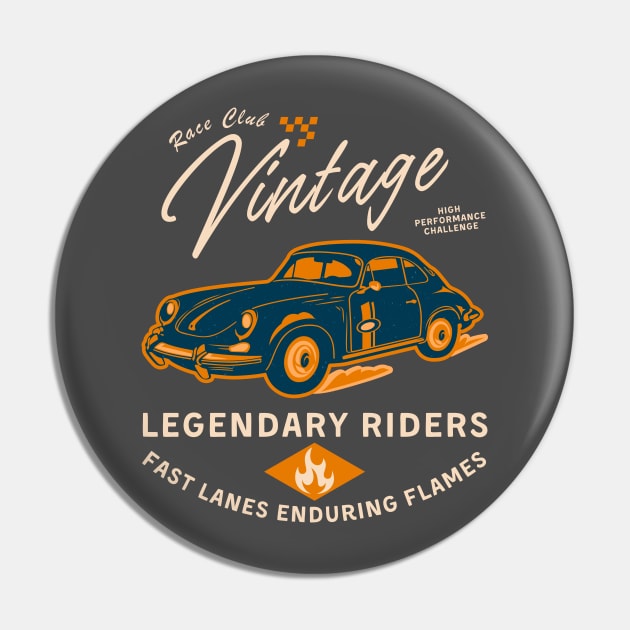 Race Club Vintage Legendary Riders Retro Car Racing Pin by ChasingTees