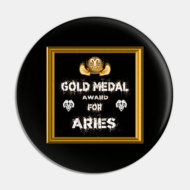 Aries Birthday Gift Gold Medal Award Winner Pin by PlanetMonkey