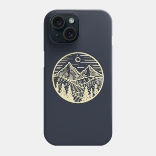 Sun over mountains line art Phone Case