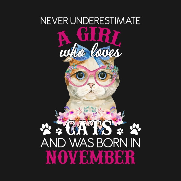 A Girl Who Loves Cats And Was Born In November by TeeAnimals