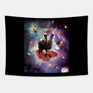 Space Pug Riding Llama Unicorn - Bacon & Taco Tapestry