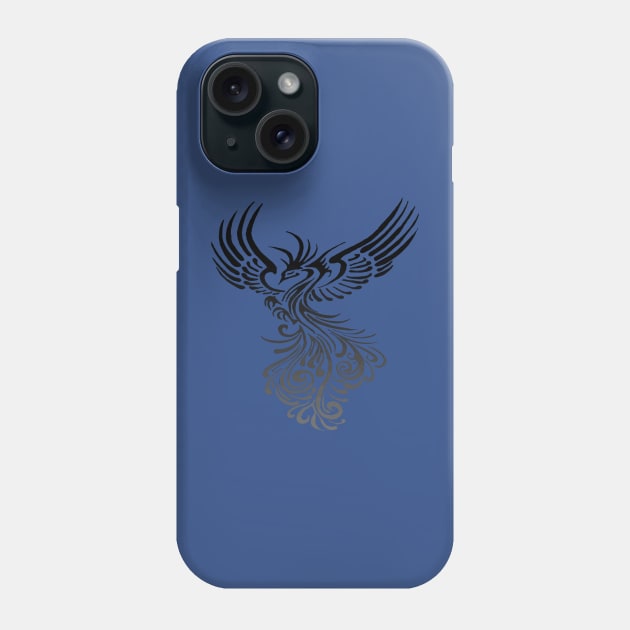 Artistic Phoenix Black Grey Color Blend Phone Case by taiche