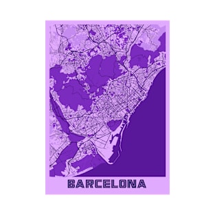 Barcelona - Spain Lavender City Map T-Shirt