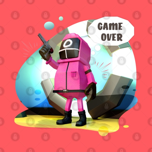 squid game pink jumpsuit, Circle mask by Nakano_boy