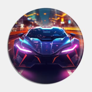 Asian Neon City Sports Car Pin