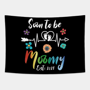 Soon To Be Mommy Est 2021 mom Tapestry